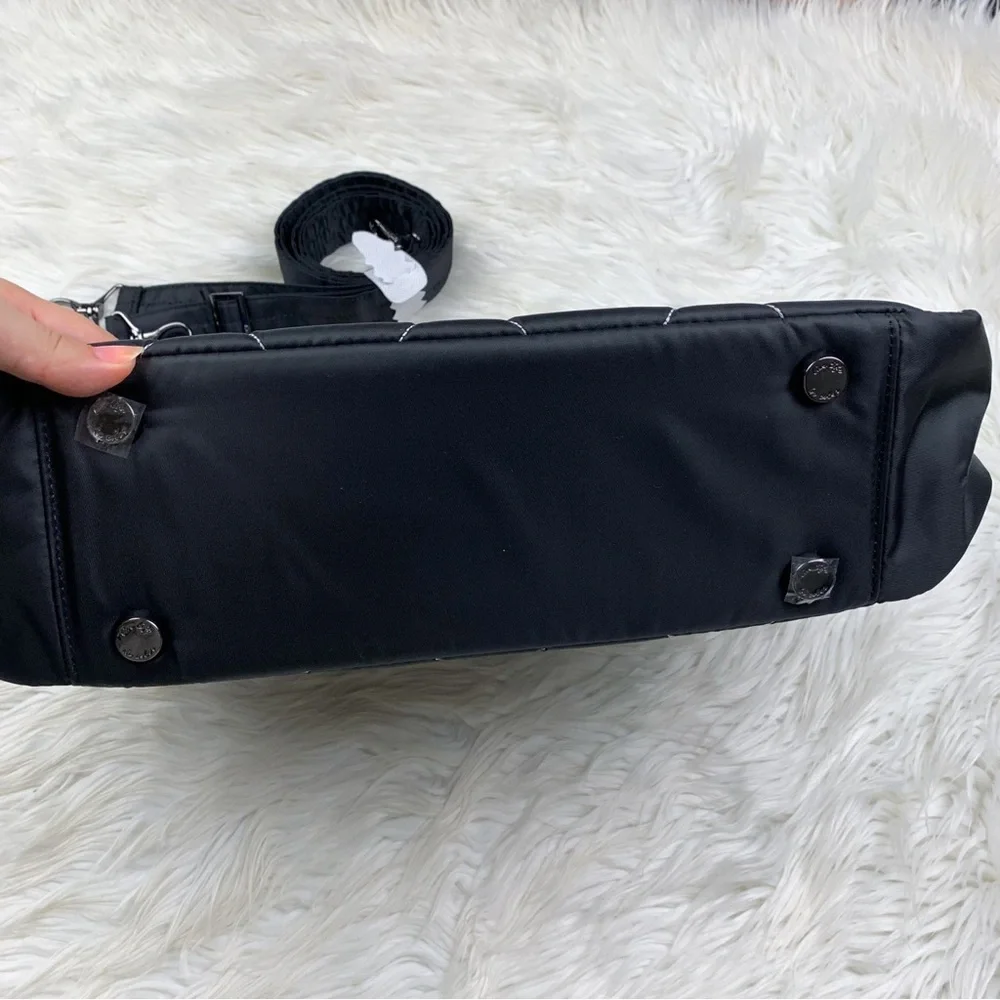 Lug Winger 2pc Hobo Bag Black Silver Stitch NEW Shoulder Crossbody Quilted Coin - Picture 6 of 9